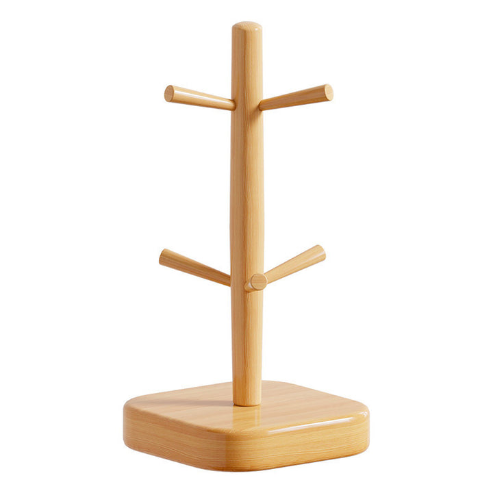 Wooden Four-Arm Mug Tree Stand for Countertop