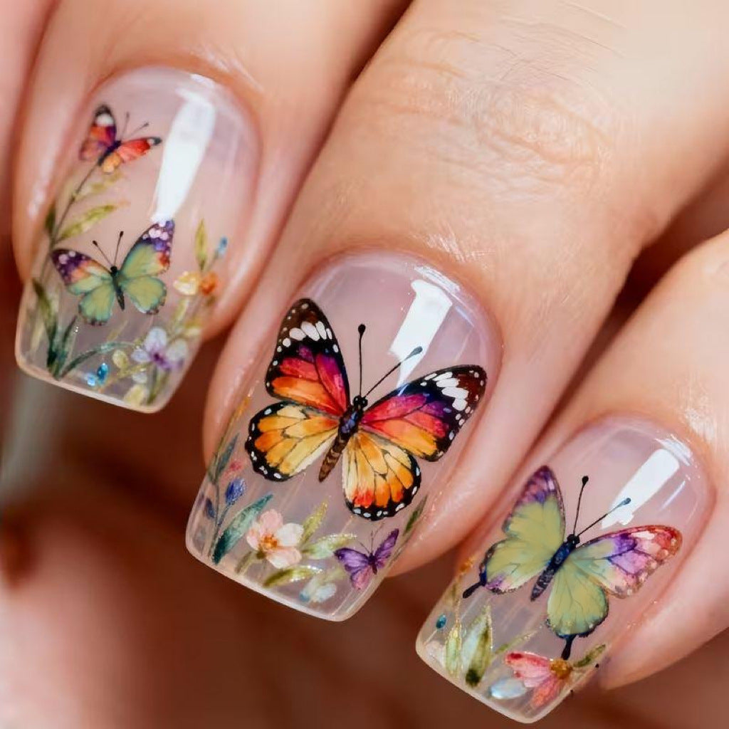 Floral Butterfly-Themed Nail Art Enhancements Kalsten