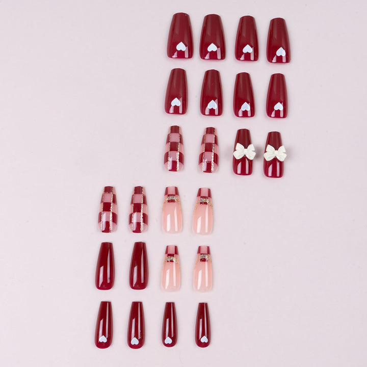 Decorative Press-On Nails with Bow Accents