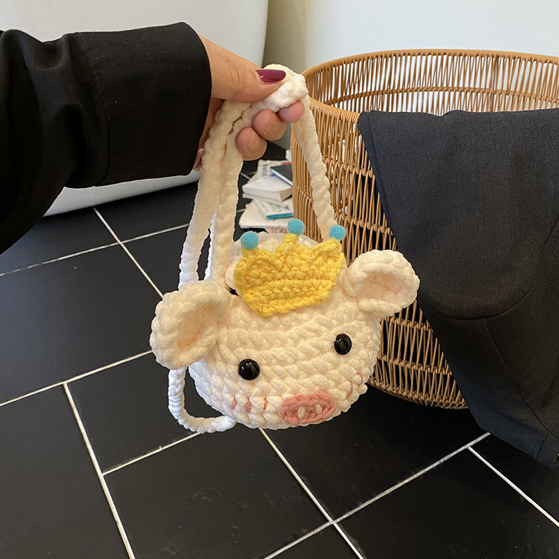 Cute Pig-Shaped Crochet Mini Handbag