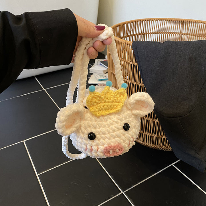 Cute Pig-Shaped Crochet Mini Handbag