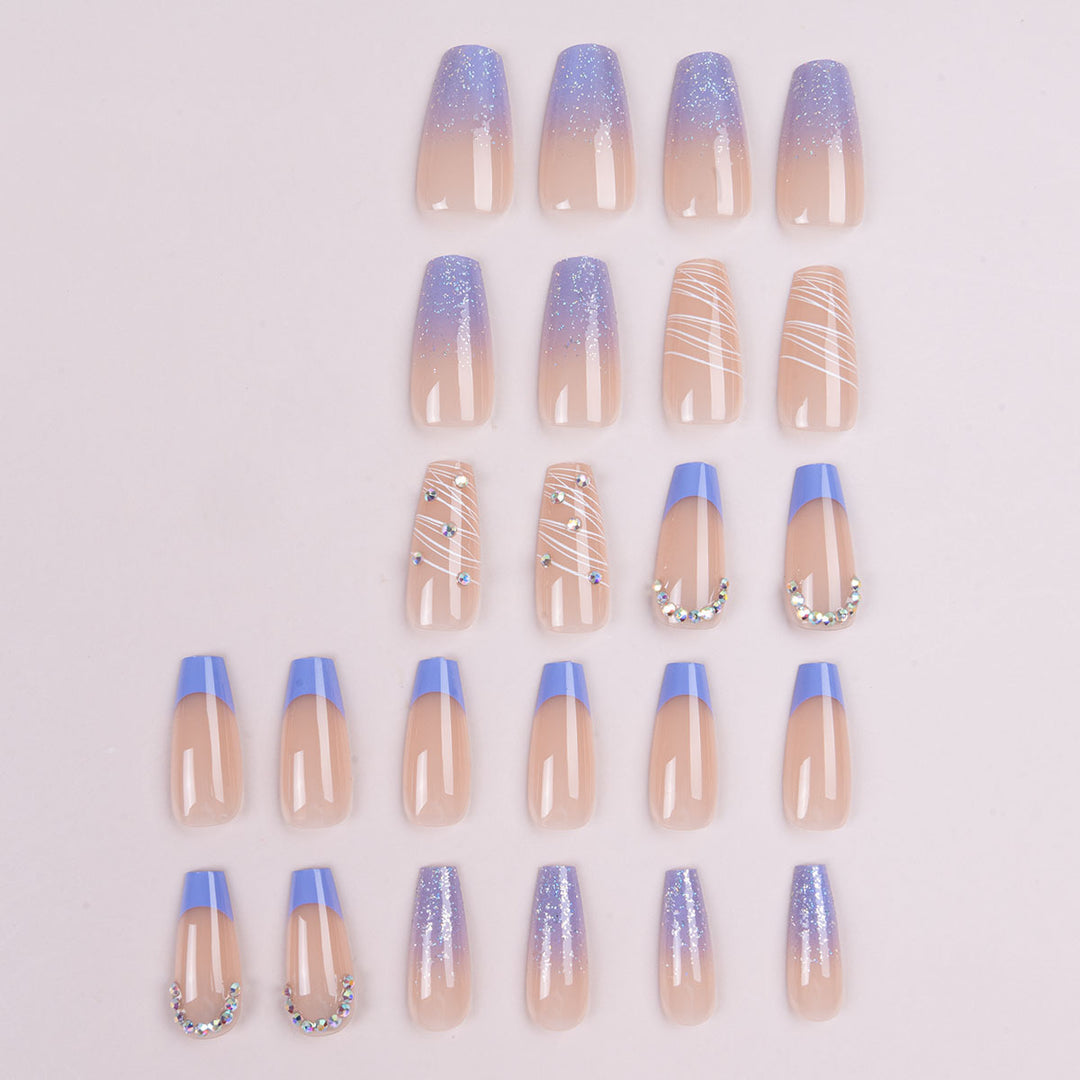 Decorative Press-On Nails with Rhinestone Accents