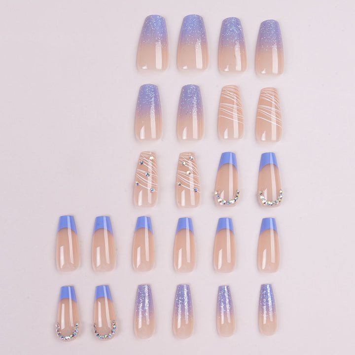 Decorative Press-On Nails with Rhinestone Accents