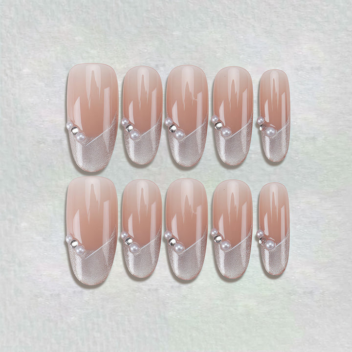 Elegant Press-On Nail Set with Artistic Detailing Kalsten