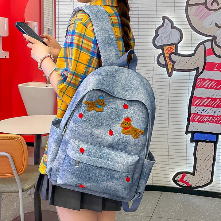 Casual Star-Print Denim Backpack Kalsten