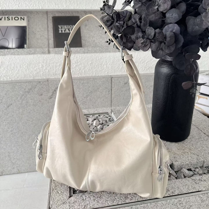 Sleek Leather Hobo Tote Bag