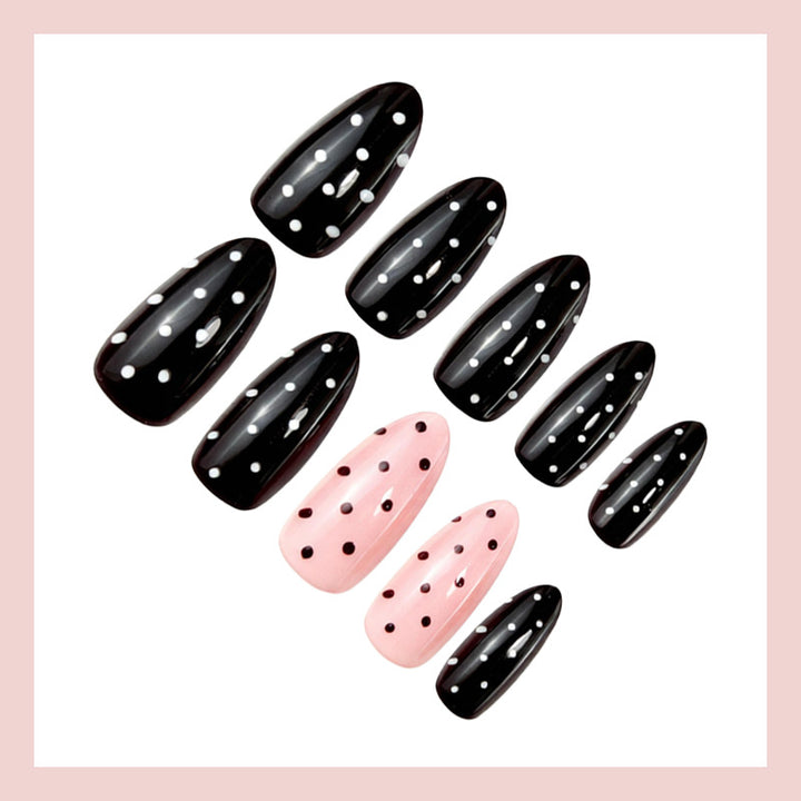 Acrylic Nail Set with Elegant Polka-Dot Design Kalsten