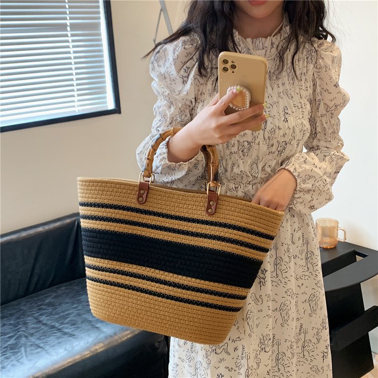 Large beach bag with bamboo handles Kalsten