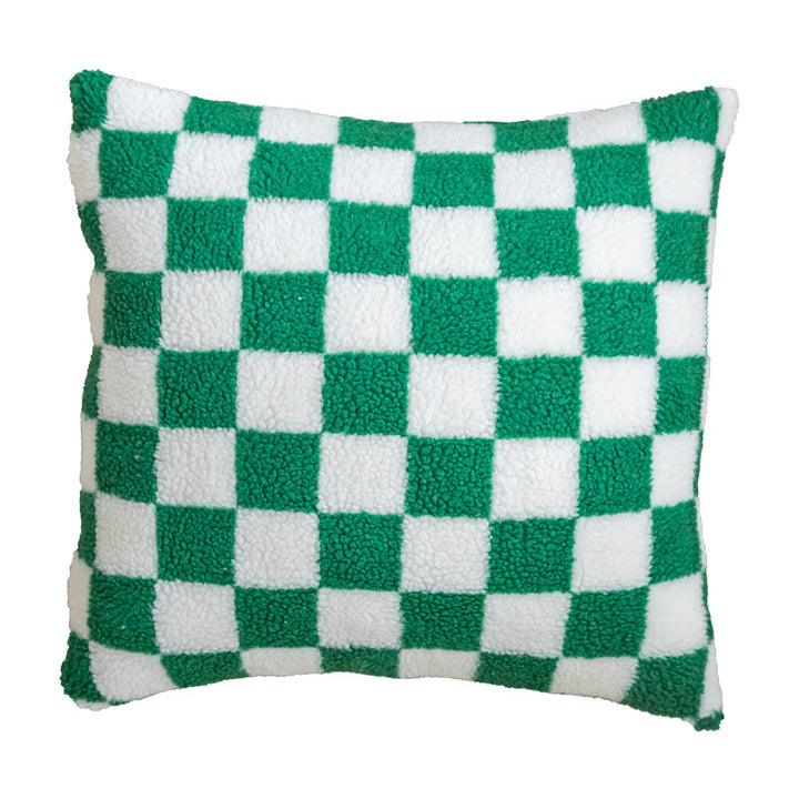 Plush Checkered Sherpa Accent Pillow Cushion