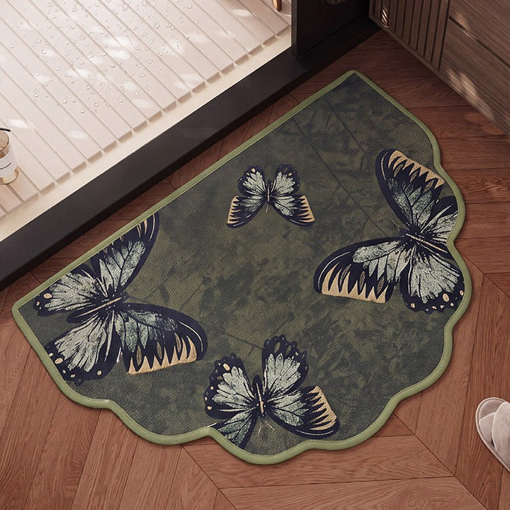 Floral Embroidered Bathroom Mat for Home