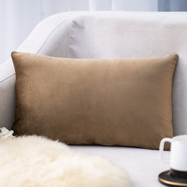 Plush Velvet Lumbar Pillow Cover with Hidden Zipper and Removable Insert Support