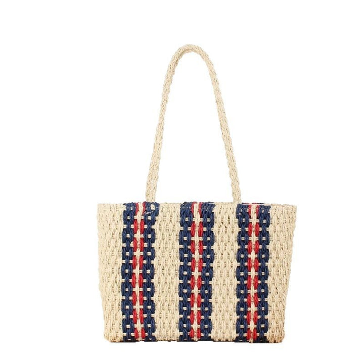 High-quality natural straw tote bag with colorful stripes Kalsten