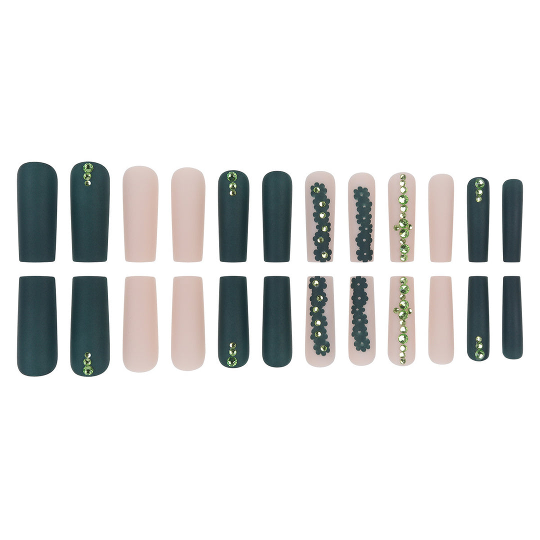 Decorative Floral Pattern Long Press-On Nails Kalsten