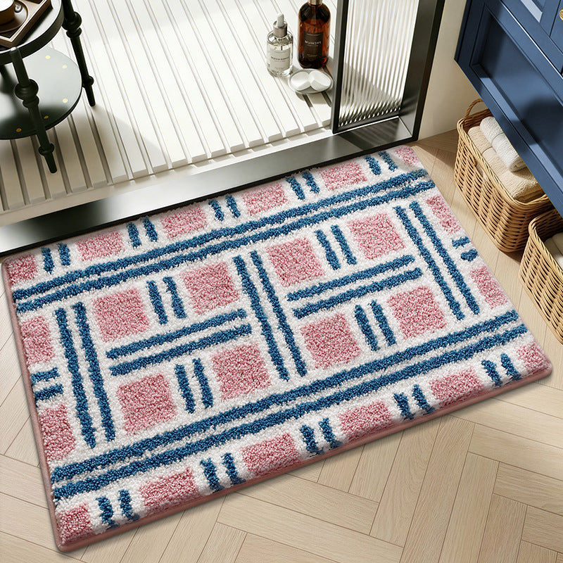 Plush Geometric Pattern Bath Mat