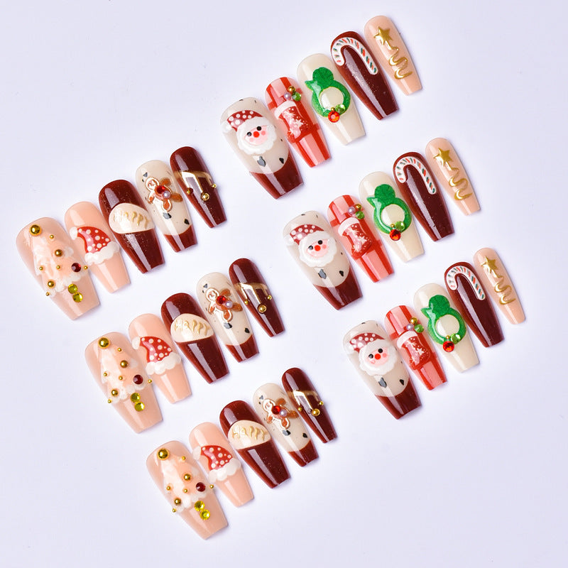 Festive Holiday-Themed Press-On Nail Art Set Kalsten 1790636317
