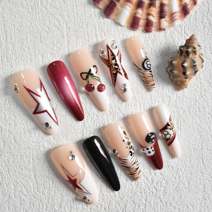 Artistic Stiletto Press-On Nail Set with Unique Designs Kalsten