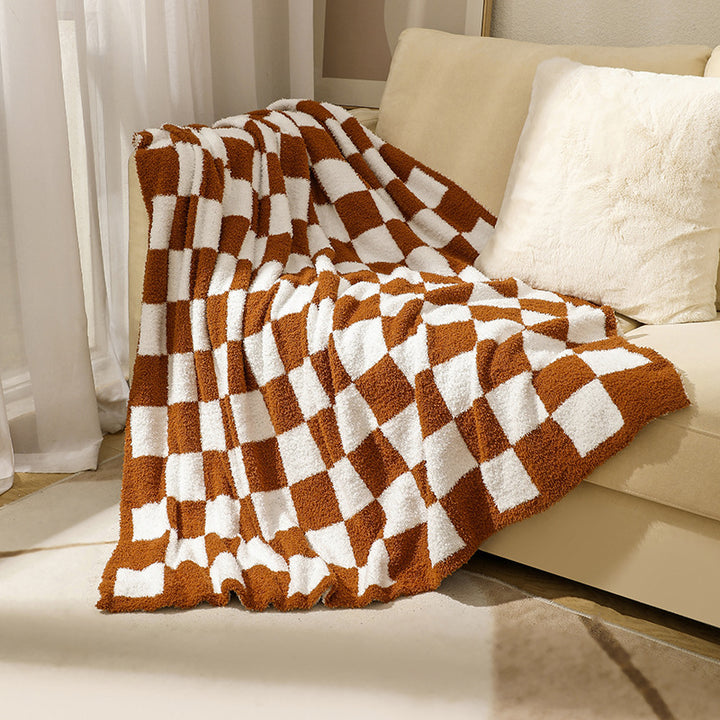 Soft Plush Checkerboard Throw Blanket Kalsten