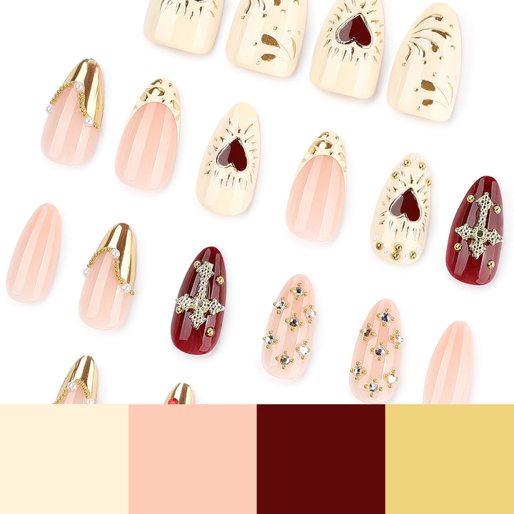 Artful nail art with rhinestone and gold accents Kalsten