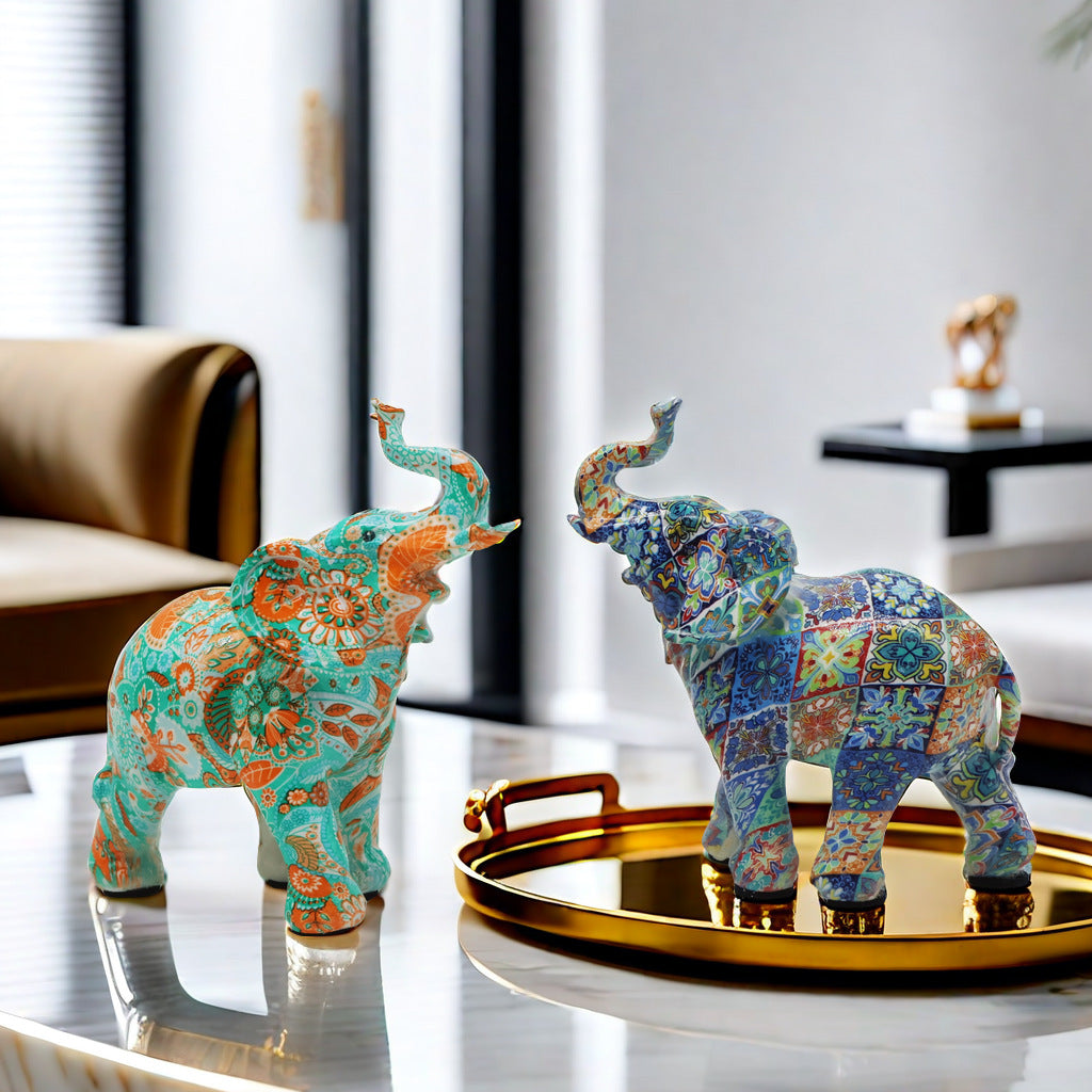 Colorful Elephants Figurine Kalsten