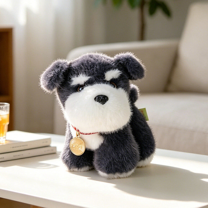 Plush Rottweiler-Style Collectible Puppy with Studded Collar and Gold Medallion Kalsten