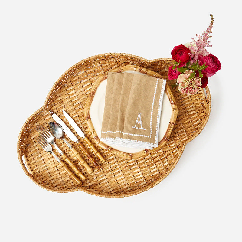 Decorative serving tray made of woven material Kalsten