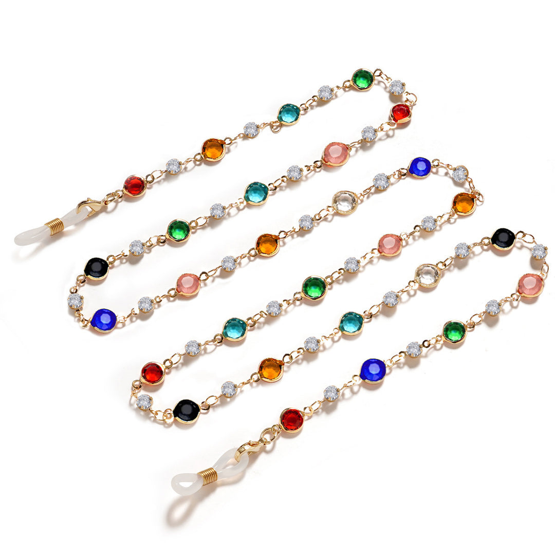 Elegant Rhinestone and Gemstone Eyewear Chain kalsten