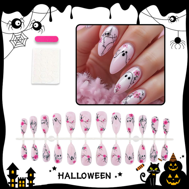 Artificial nail set with playful ghost and flower motifs Kalsten