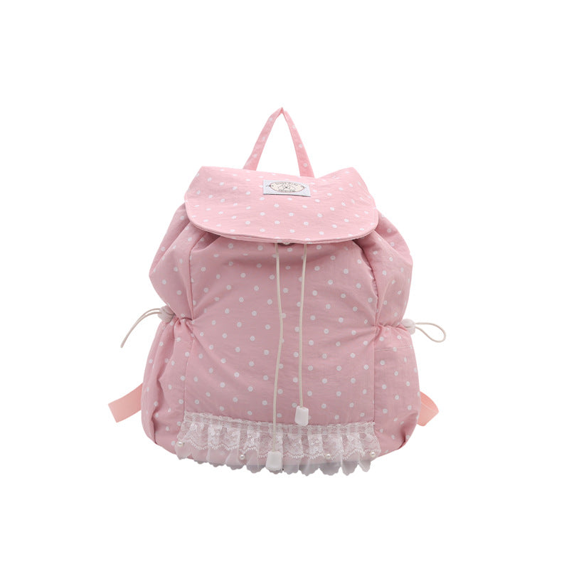 Charming Polka Dot Ruffled Backpack Kalsten
