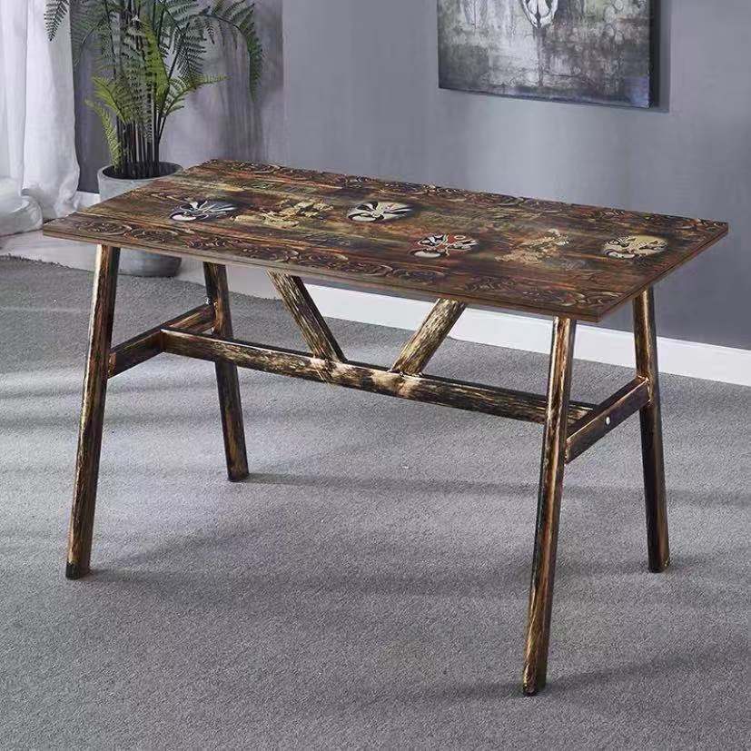 Vintage dining table with custom license plate design Kalsten