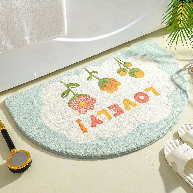 Floral Print Bathroom Mat for Home