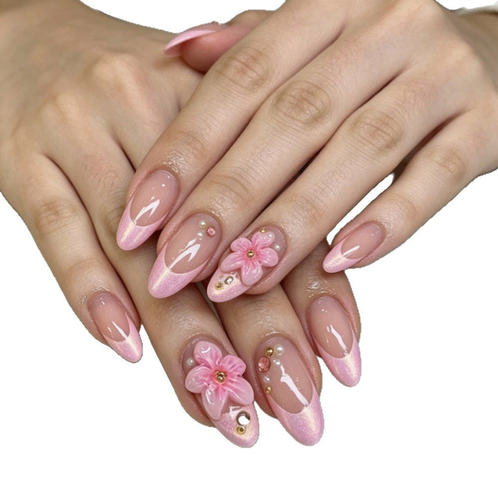 Floral Embellished Stiletto Press-On Nail Set
