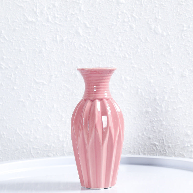 Modern Ribbed Ceramic Flower Vase Kalsten