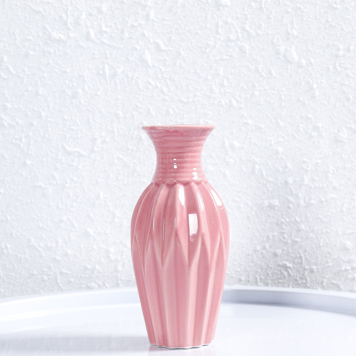 Modern Ribbed Ceramic Flower Vase Kalsten