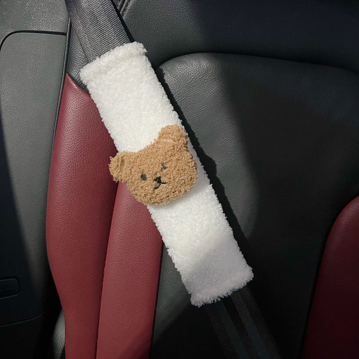 Plush Seat Belt Shoulder Pad Cover with Cute Teddy Applique