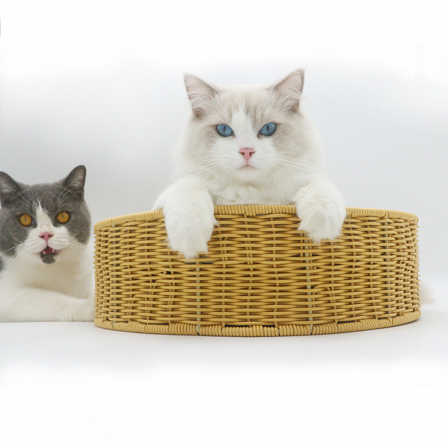 Cozy cat basket made of woven material Kalsten