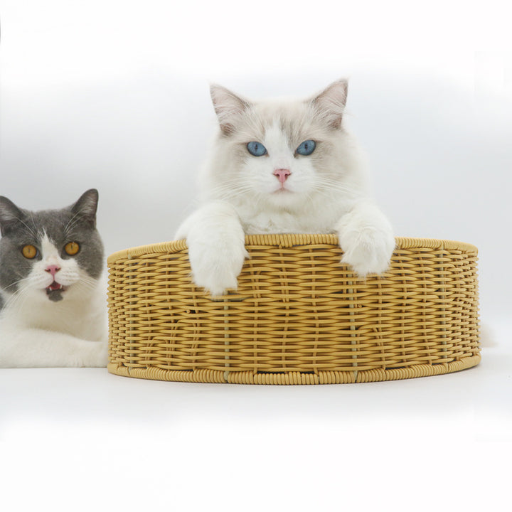 Cozy cat basket made of woven material Kalsten