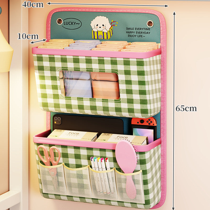 Hanging Three-Tier Fabric Wall Organizer with Front Window and External Pockets