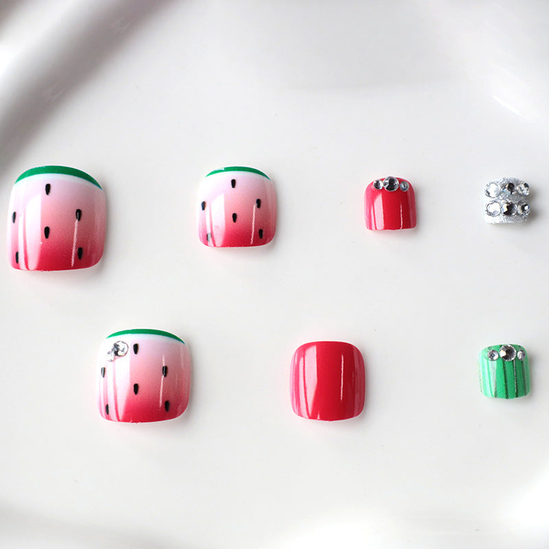 Playful Watermelon-Themed Nail Art Kalsten