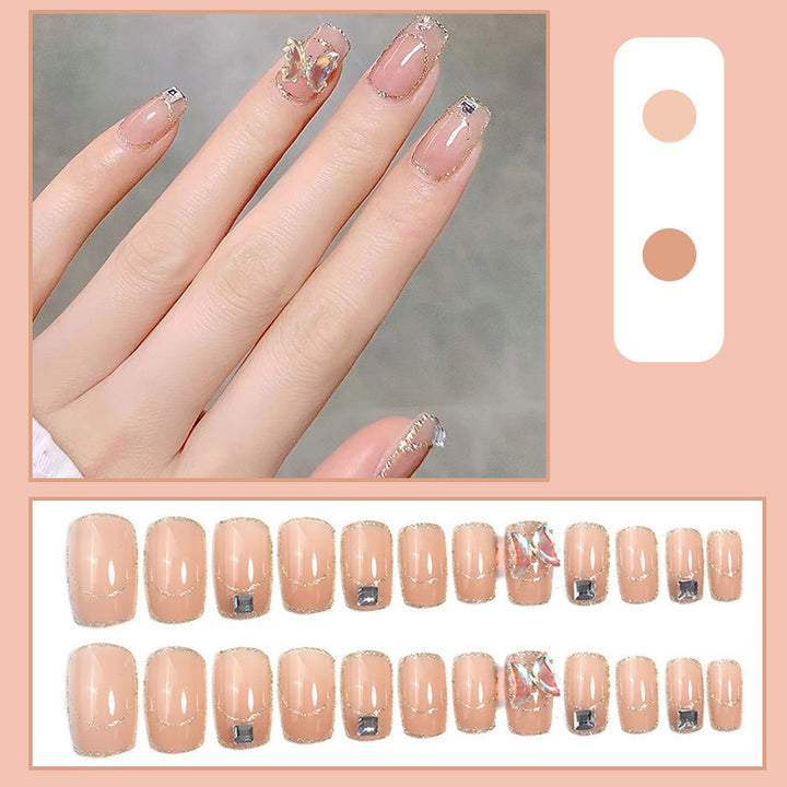 Glamorous artificial nails with delicate rhinestone decorations Kalsten