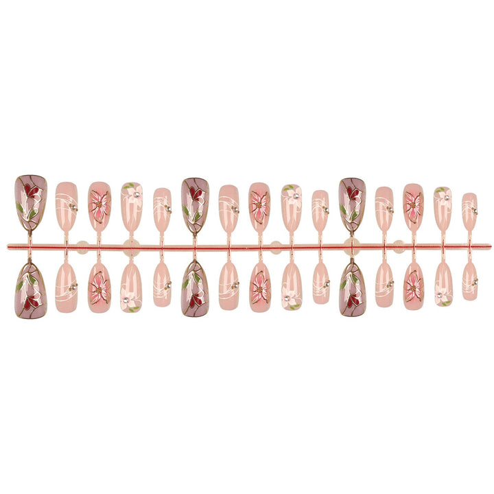 Artistic Floral Press-On Nail Tips