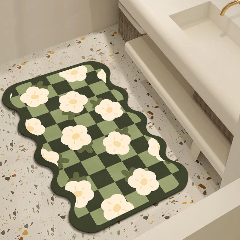 Floral Patterned Bathroom Mat
