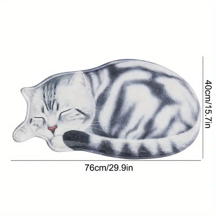 Cartoon Cat-Themed Plush Bath Mat