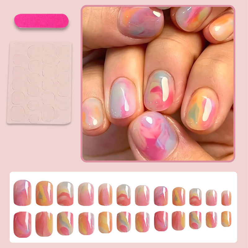 Artificial nail set with colorful marble designs Kalsten