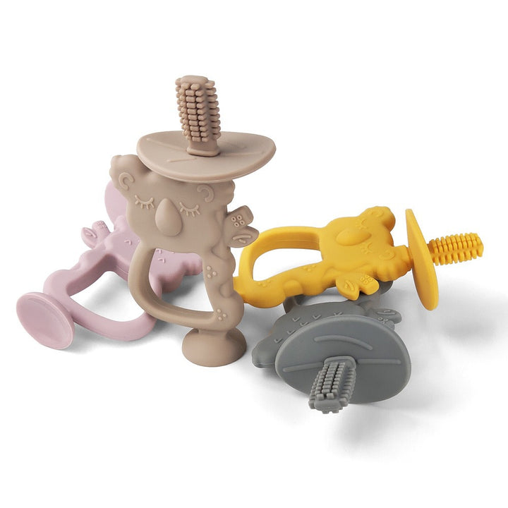 Silicone Koala Teether Pacifier with Ergonomic Handle and Safety Screw Attachment