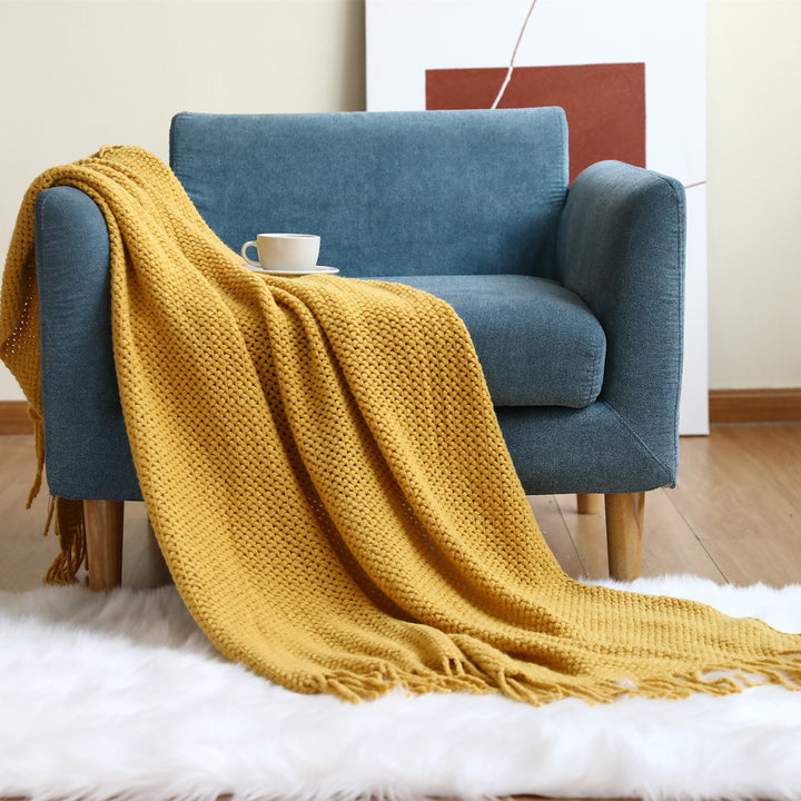 Cozy Waffle Knit Throw Blanket Kalsten