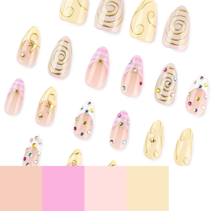 Artful Nail Art with Glitter and Spiral Design Kalsten