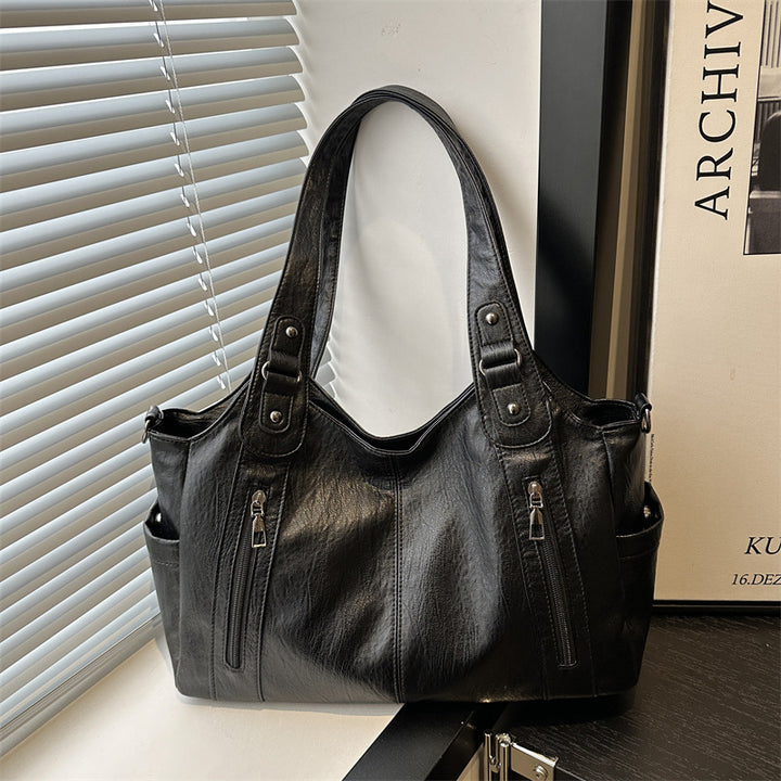 Functional Leather Shoulder Bag