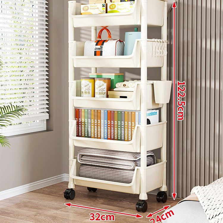 Compact Two-Tier Rolling Utility Cart with Deep Removable Plastic Bins