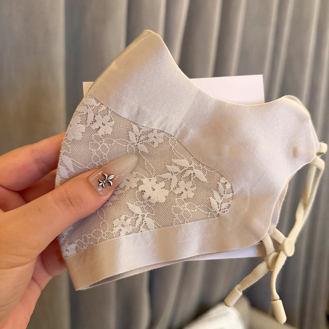 Lace-Panel Breathable Reusable Face Mask with Adjustable Ear Loops Kalsten