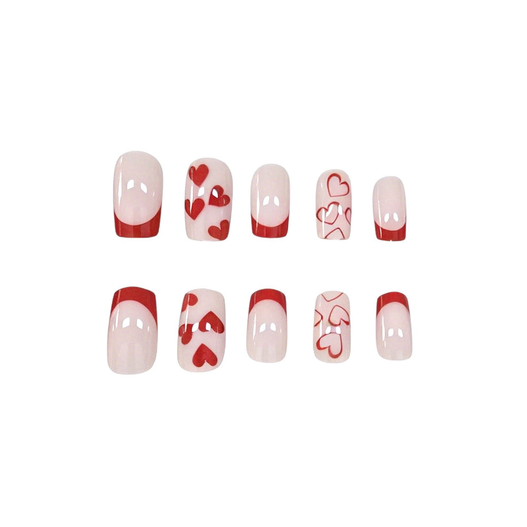 Artistic Heart-Design Acrylic Nail Enhancements Kalsten